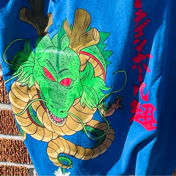 DRAGON BALL Z Men's T-Shirt Large Blue Graphic Print Manga Double Sided Goku - Picture 10 of 12